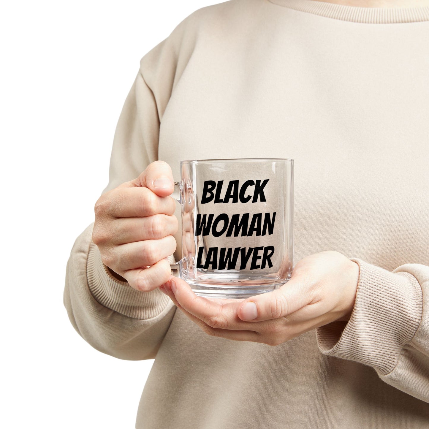 Glass Mug — "Black Woman Lawyer" Bold Statement Coffee Cup