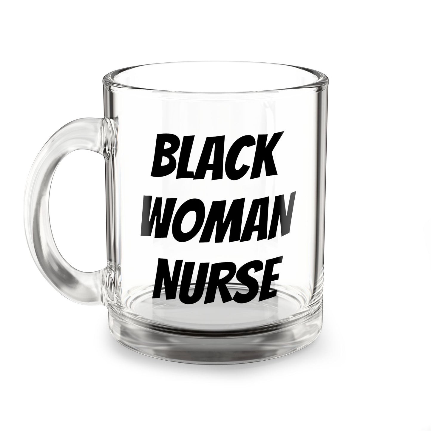 Black Woman Nurse Glass Mug — 10oz Clear Coffee Cup for Nurses, Gift for Black Female Nurses